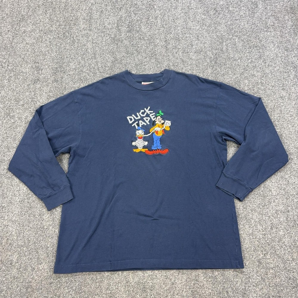 Vintage Mickey Inc Shirt Mens XL Blue Duck Tape Goofy Donald Graphic Tee Disney